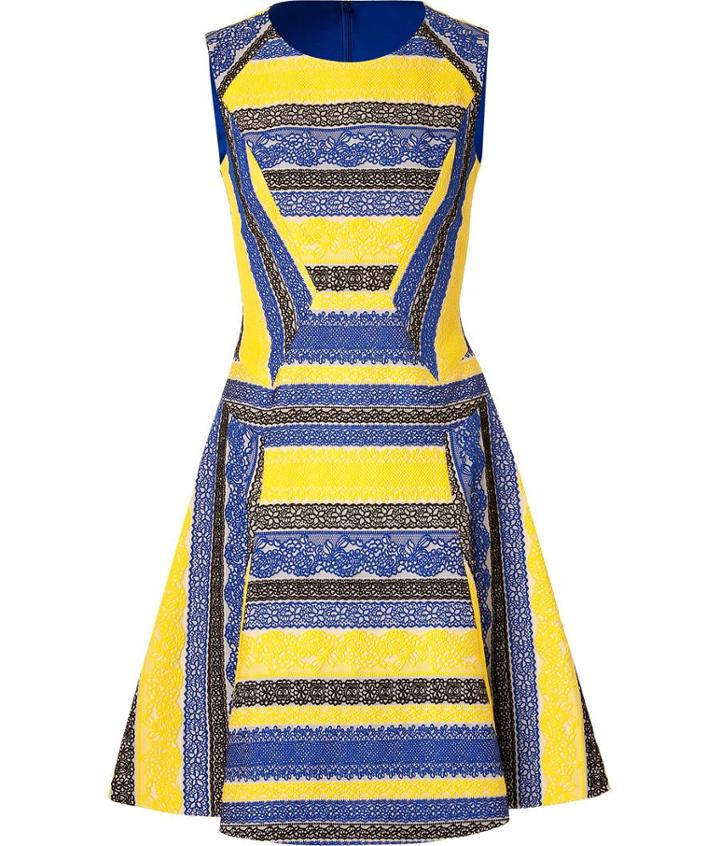 Prabal Gurung Embroidered Lace Colorblock Dress