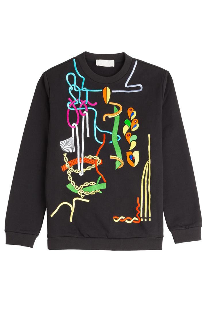 Peter Pilotto Peter Pilotto Embellished And Emroidered Cotton Sweatshirt - Black