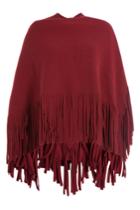 Burberry Prorsum Burberry Prorsum Wool Cape With Fringed Trim - Red
