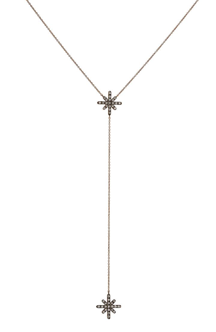 Diane Kordas Starburst 18kt Rose Gold Necklace With White Diamonds