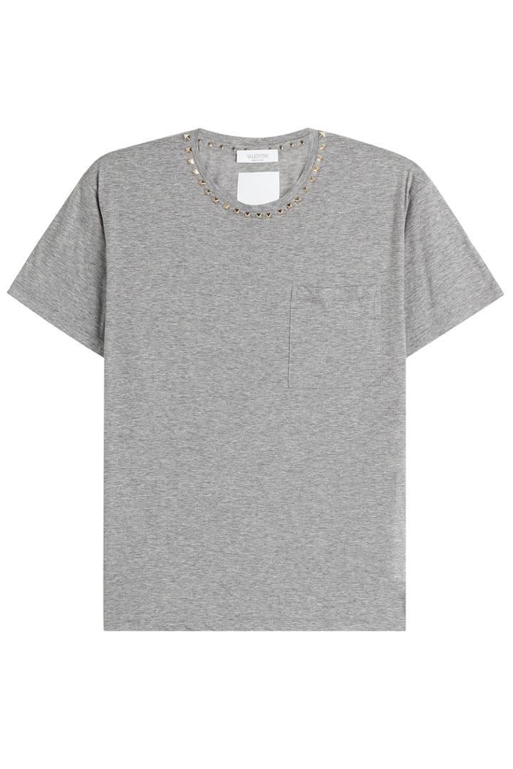 Valentino Valentino Rockstud Untitled Cotton T-shirt - Grey