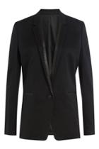 The Kooples The Kooples Wool Blazer With Leather Trim