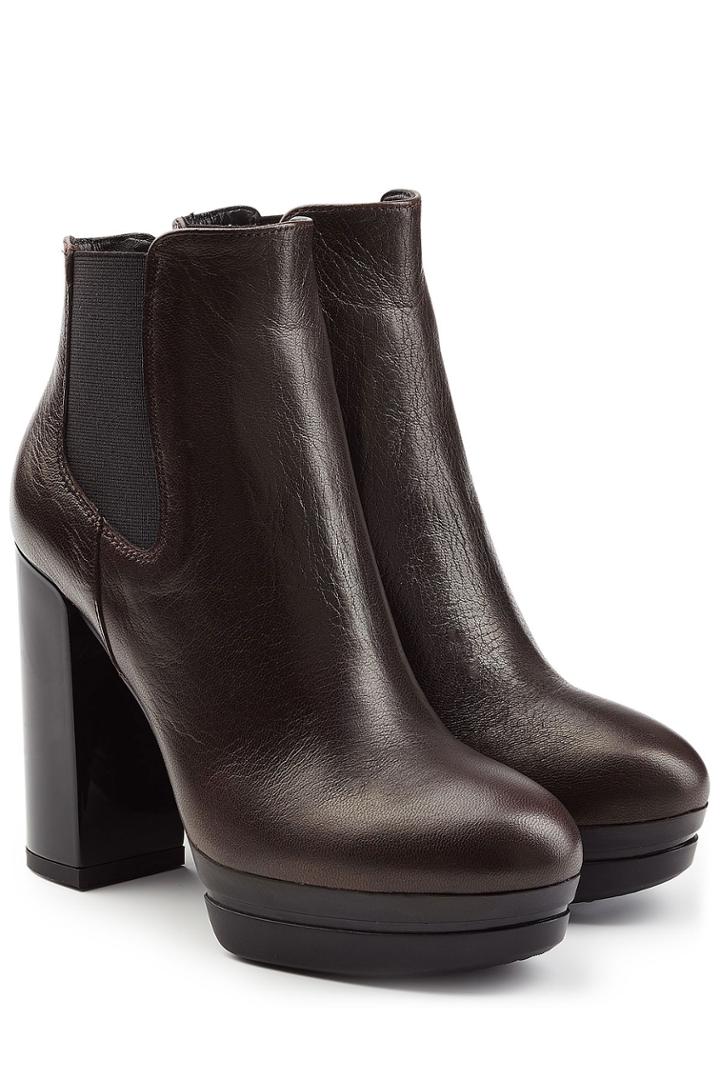Hogan Hogan Leather Platform Ankle Boots - Brown