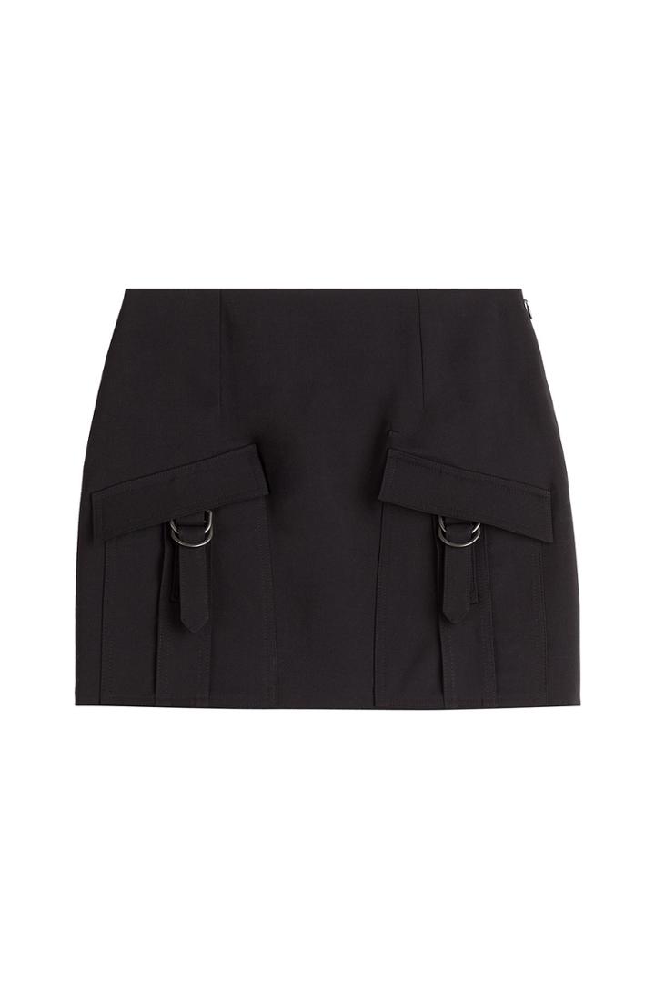 Anthony Vaccarello Anthony Vaccarello Wool Mini-skirt With Cargo Pockets - Black