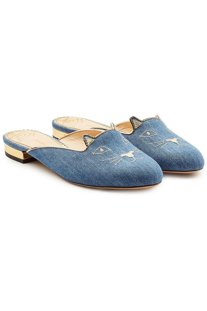 Charlotte Olympia Charlotte Olympia Kitty Slipper Denim Loafers