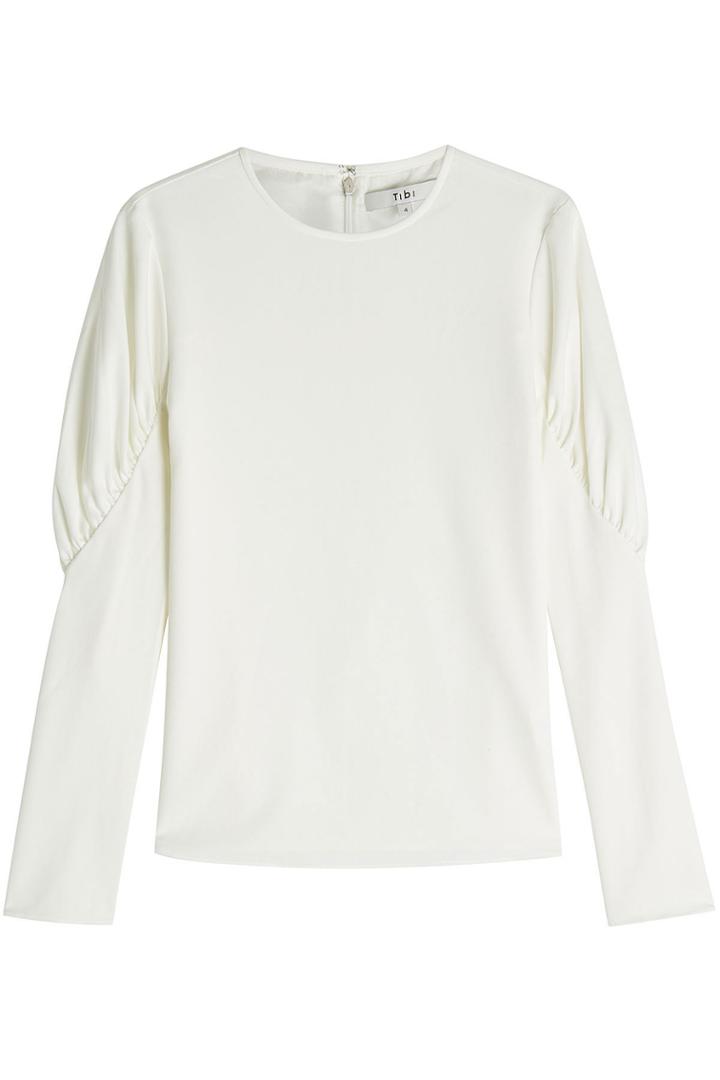 Tibi Tibi Crepe Top With Statement Shoulders