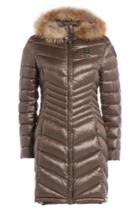 Blauer Blauer Quilted Down Coat With Fur Trim - Brown