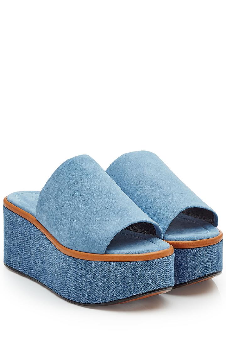 Robert Clergerie Robert Clergerie Suede And Denim Wedges