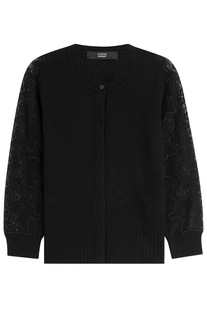 Steffen Schraut Steffen Schraut Cardigan With Lace Sleeves - Black