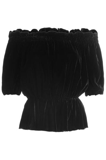 Warm Warm Velvet Off-the-shoulder Top - Black
