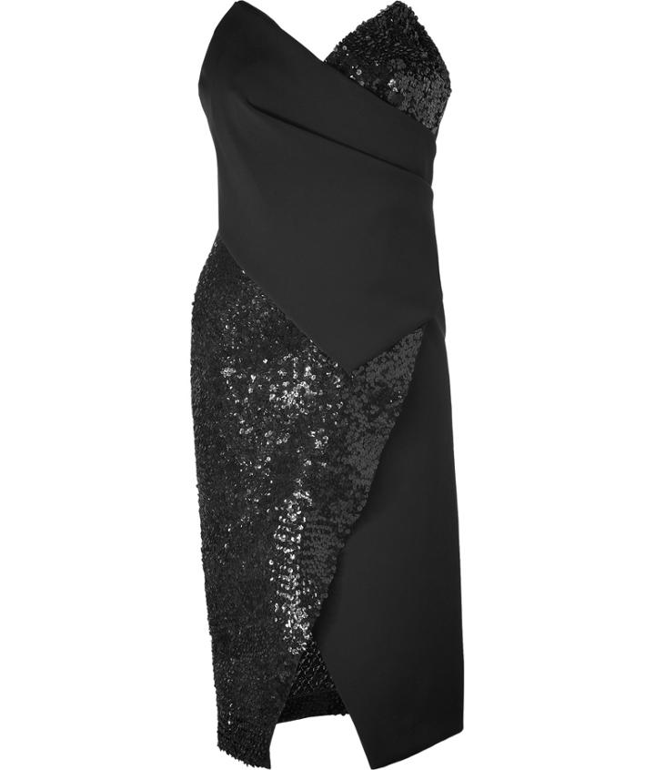 Donna Karan Black Sequin Embroidered Bustier Dress