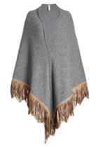 Agnona Agnona Fringed Cape With Wool And Camel Hair