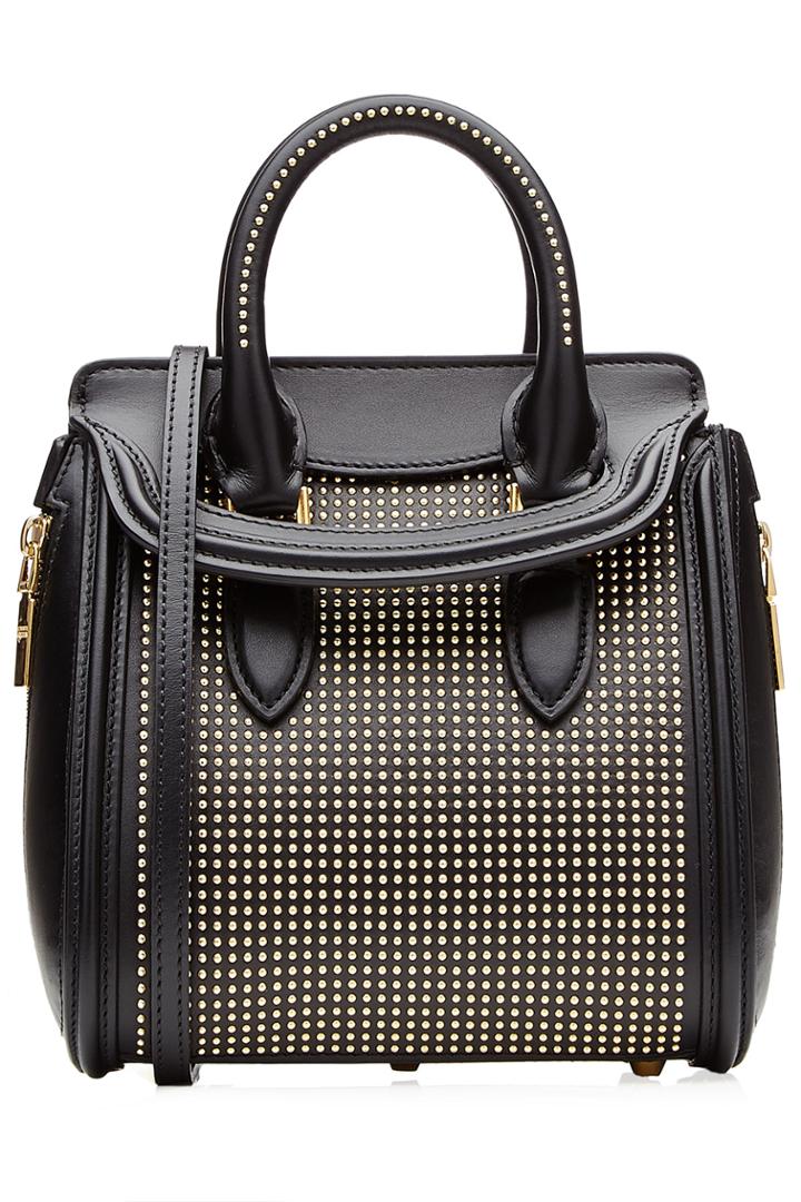 Alexander Mcqueen Alexander Mcqueen Heroine Embellished Mini Leather Tote - Black