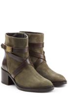 Dsquared2 Dsquared2 Suede Ankle Boots With Contrast Leather Straps - Green