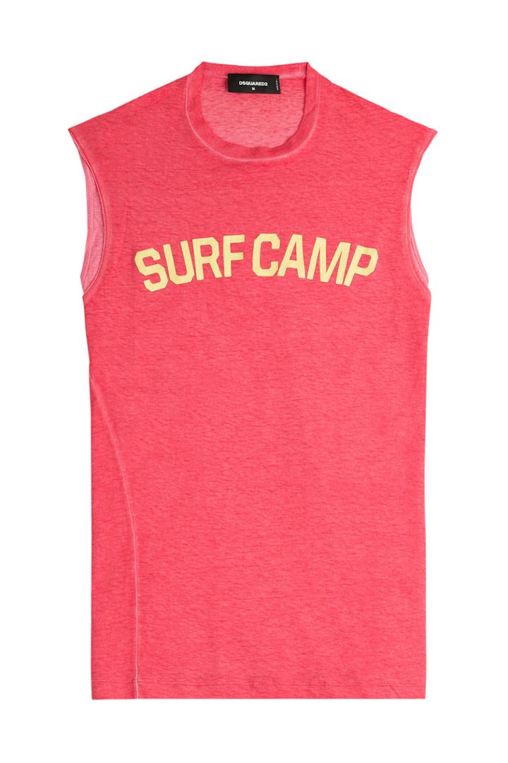 Dsquared2 Dsquared2 Printed Cotton Tank With Linen - Red