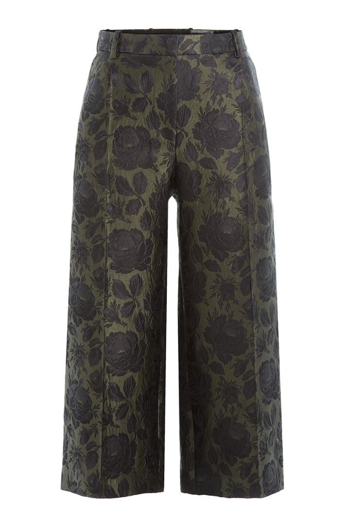 Alexander Mcqueen Alexander Mcqueen Wool-silk Jacquard Culottes - Green