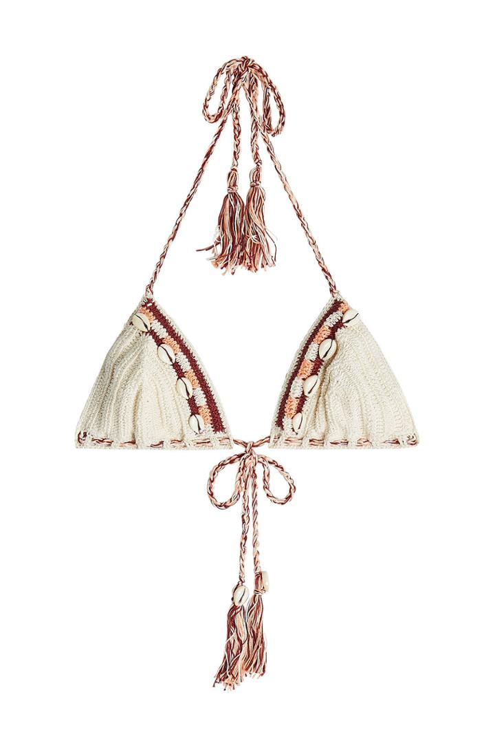 Anna Kosturova Anna Kosturova Embellished Crochet Bikini Top
