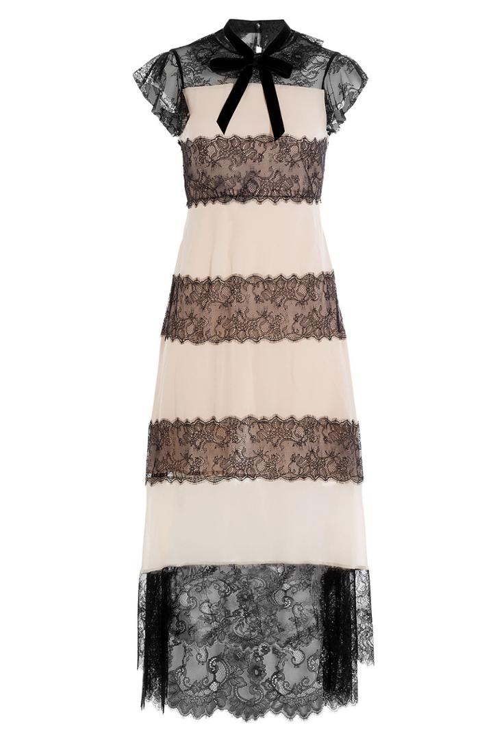 Philosophy Di Lorenzo Serafini Philosophy Di Lorenzo Serafini Silk Crepe Dress With Lace - Black