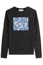 Carven Carven Stretch Cotton Longsleeve T-shirt With Logo Patchwork - Blue