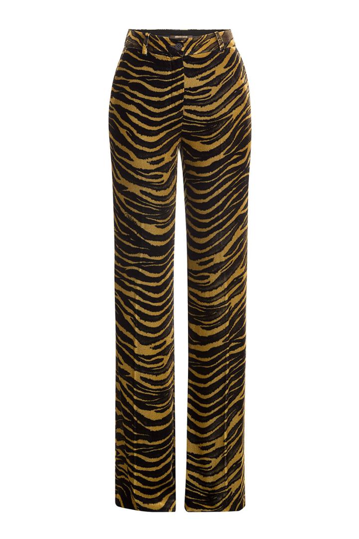 Roberto Cavalli Roberto Cavalli Velvet Wide Leg Animal Print Pants