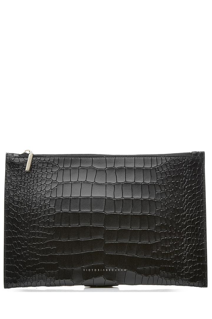 Victoria Beckham Victoria Beckham Simple Pouch Embossed Leather Clutch