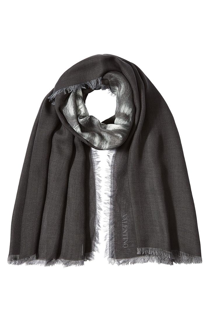 Valentino Valentino Wolf Print Scarf - Black