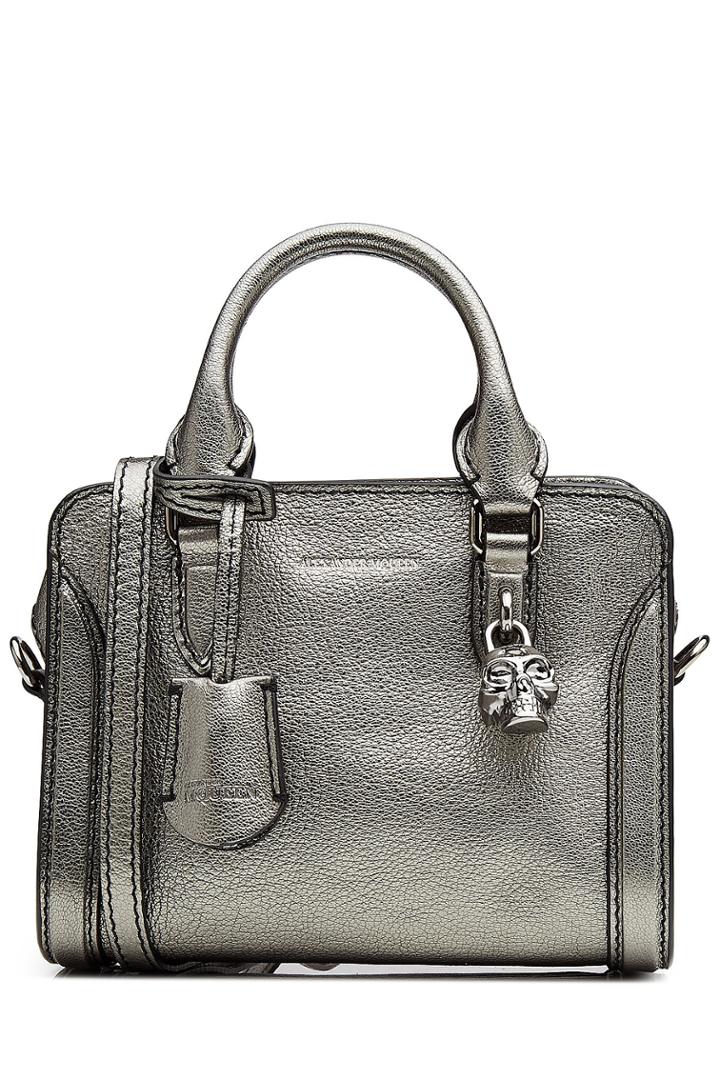 Alexander Mcqueen Alexander Mcqueen Small Padlock Zip Around Leather Tote - Silver