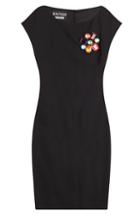 Boutique Moschino Wool Dress With Embellished Brooch