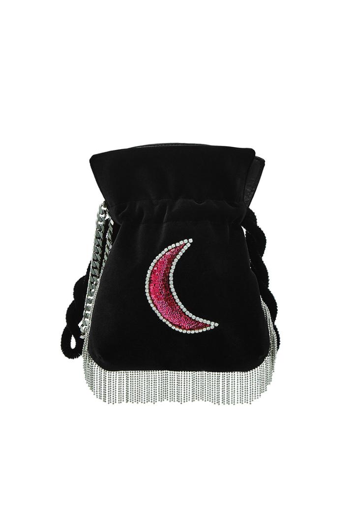 Les Petits Joueurs Les Petits Joueurs Trilly Disco Moon Embellished Velvet Pouch