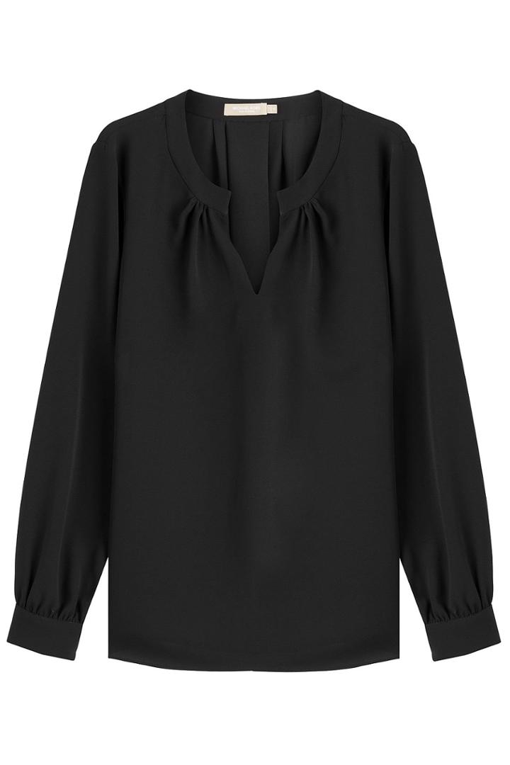 Michael Kors Michael Kors Silk Blouse With Open Collar - Black