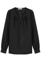 Michael Kors Michael Kors Silk Blouse With Open Collar - Black