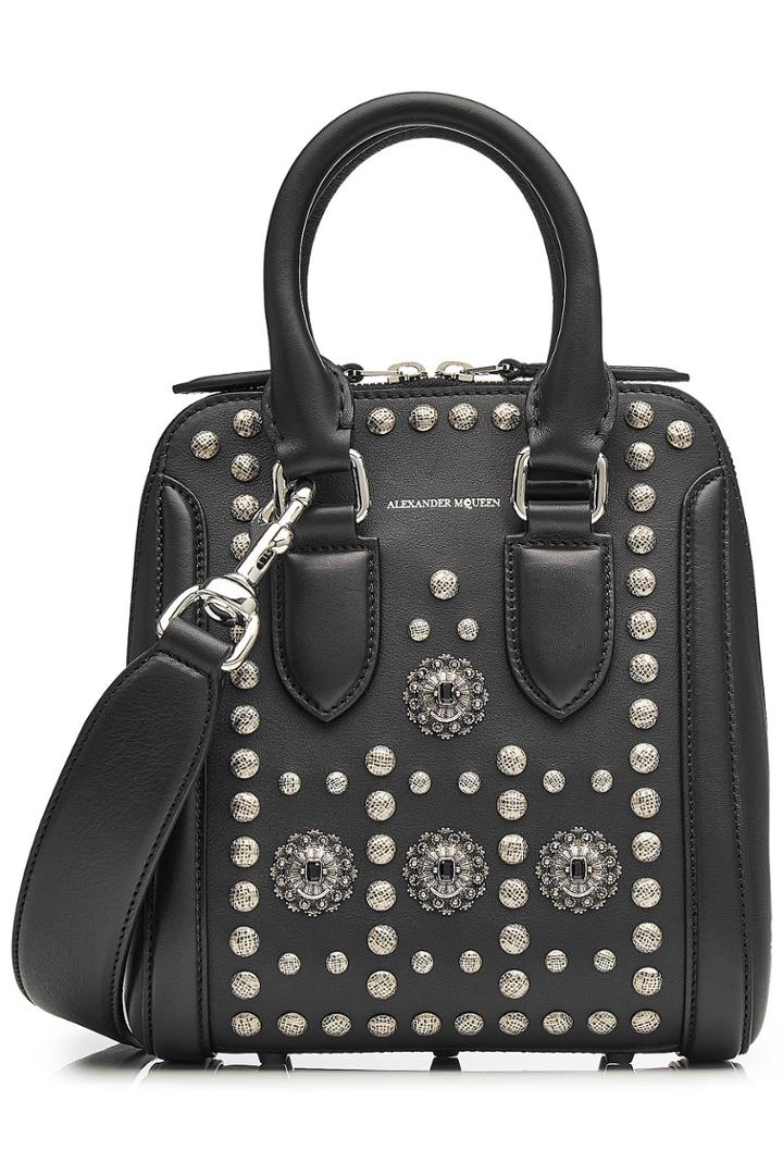 Alexander Mcqueen Alexander Mcqueen Heroine Mini Embellished Leather Tote