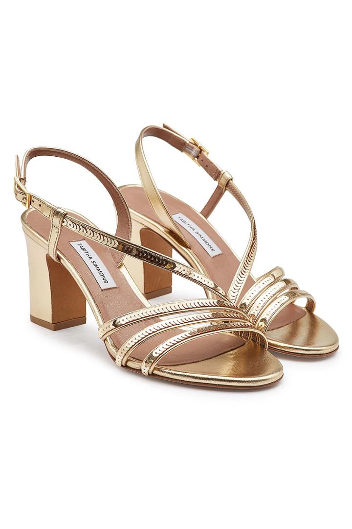 Tabitha Simmons Tabitha Simmons Metallic Leather Charlie Sandals With Sequins