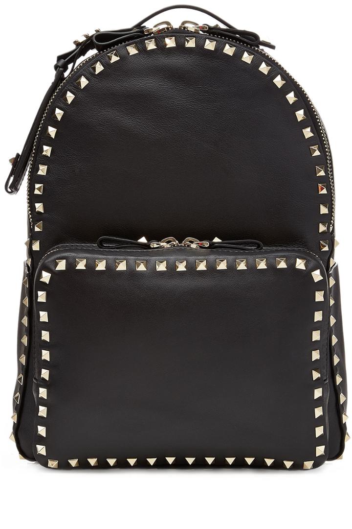 Valentino Valentino Rockstud Medium Leather Backpack - Black