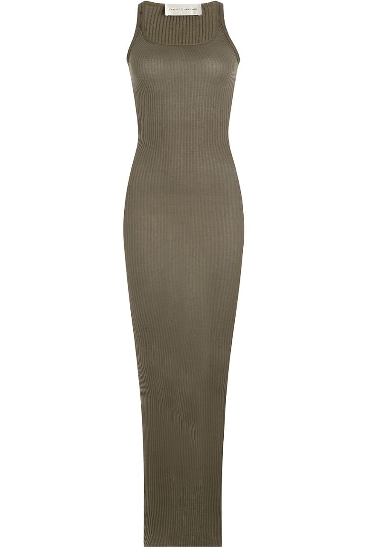 Faith Connexion Faith Connexion Ribbed Cotton Maxi Dress - Green