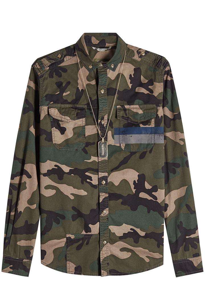 Valentino Valentino Cotton Camouflage Shirt With Dog Tag