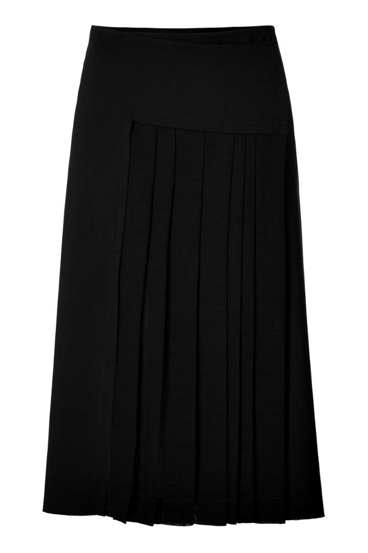Donna Karan New York Donna Karan New York Stretch Wool Wraped Front Midi-skirt - Black