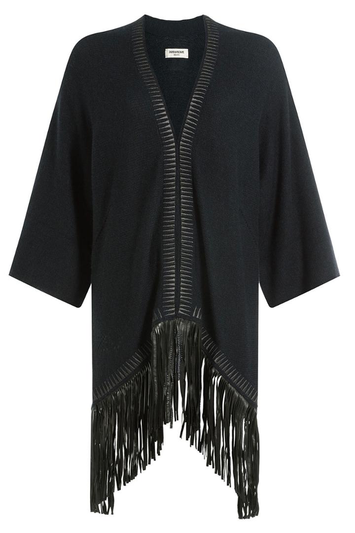 Zadig & Voltaire Zadig & Voltaire Cashmere Cape With Leather Fringing