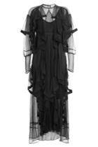Preen Preen Dress With Sheer Inserts And Tiers - Black