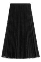 Valentino Valentino Pleated Silk Skirt With Lace - Black