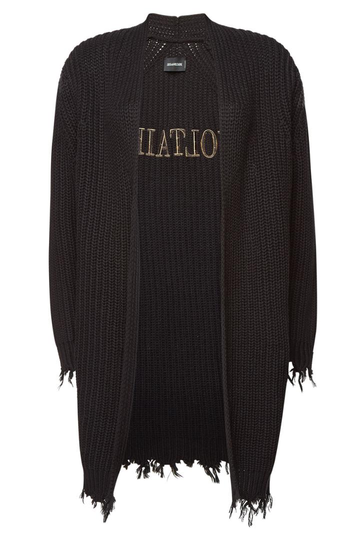 Zadig & Voltaire Zadig & Voltaire Dina Embroidered Cotton Cardigan With Wool