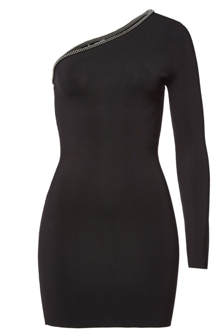 Alexander Wang Alexander Wang Asymmetric One Shoulder Dress With Beads