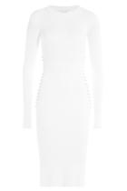 Mugler Mugler Ribbed Knit Dress With Ring Embellishment - White