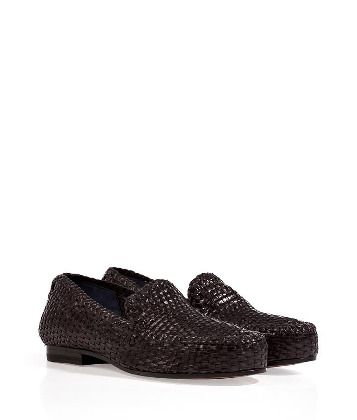 Jil Sander Woven Leather Loafers In Black