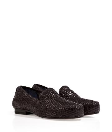 Jil Sander Woven Leather Loafers In Black