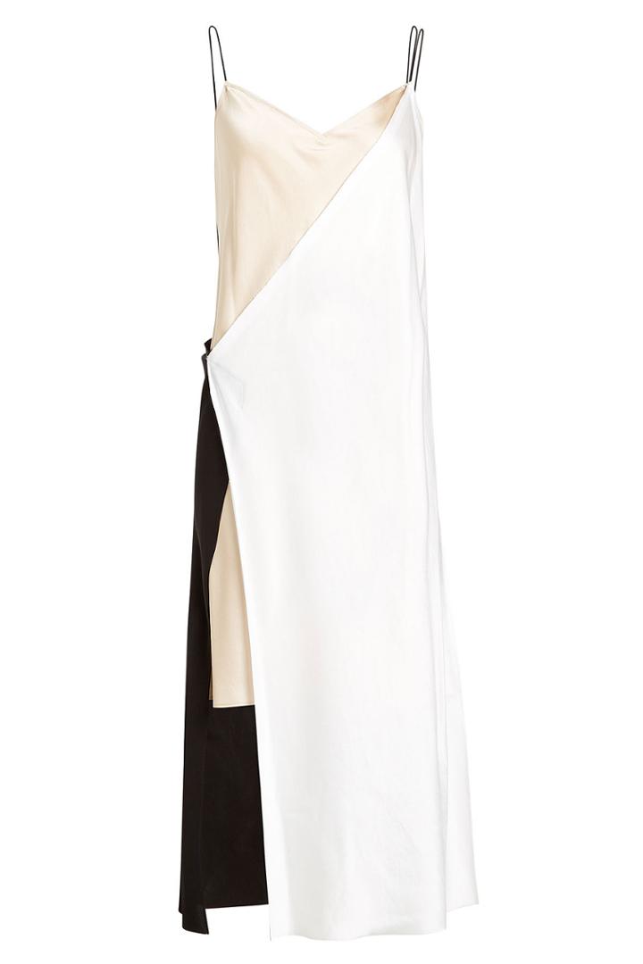 Dkny Dkny Color Block Satin Dress - Beige