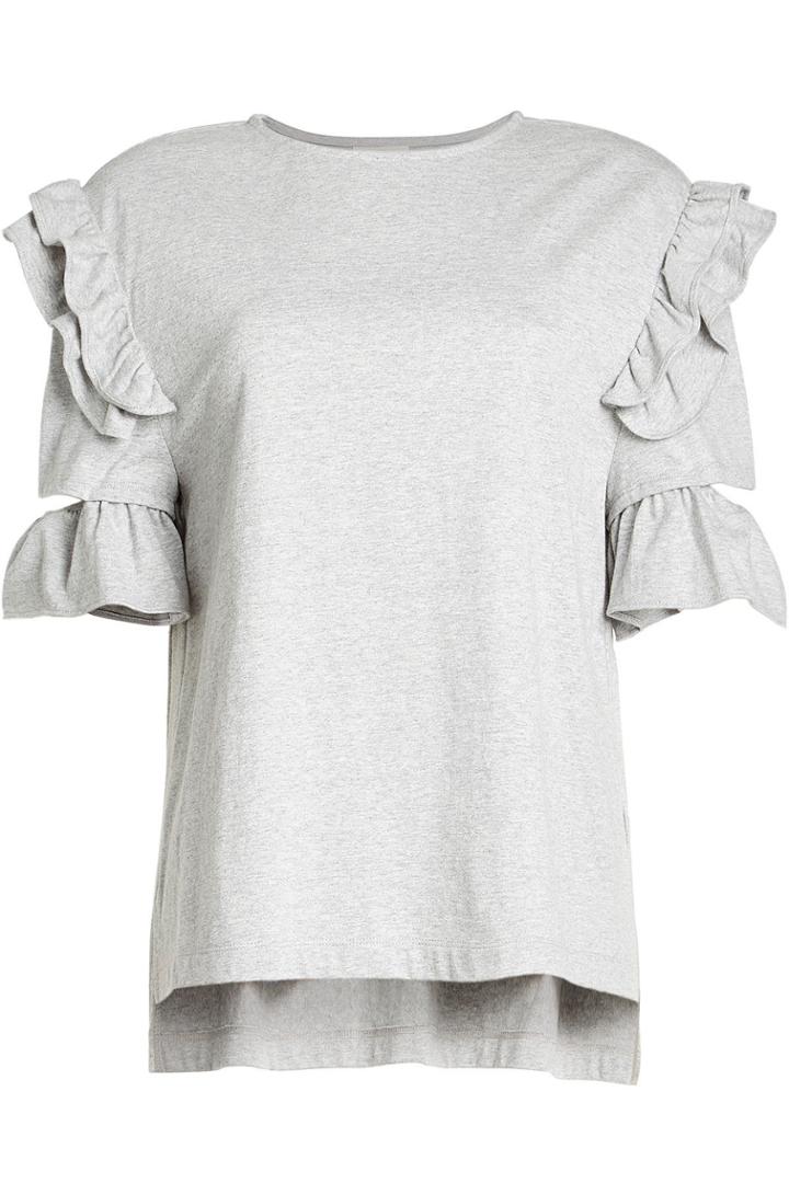 Sjyp Sjyp Cotton Top With Ruffles - Grey