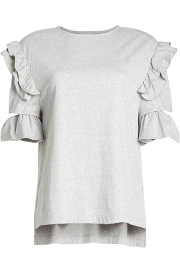 Sjyp Sjyp Cotton Top With Ruffles - Grey