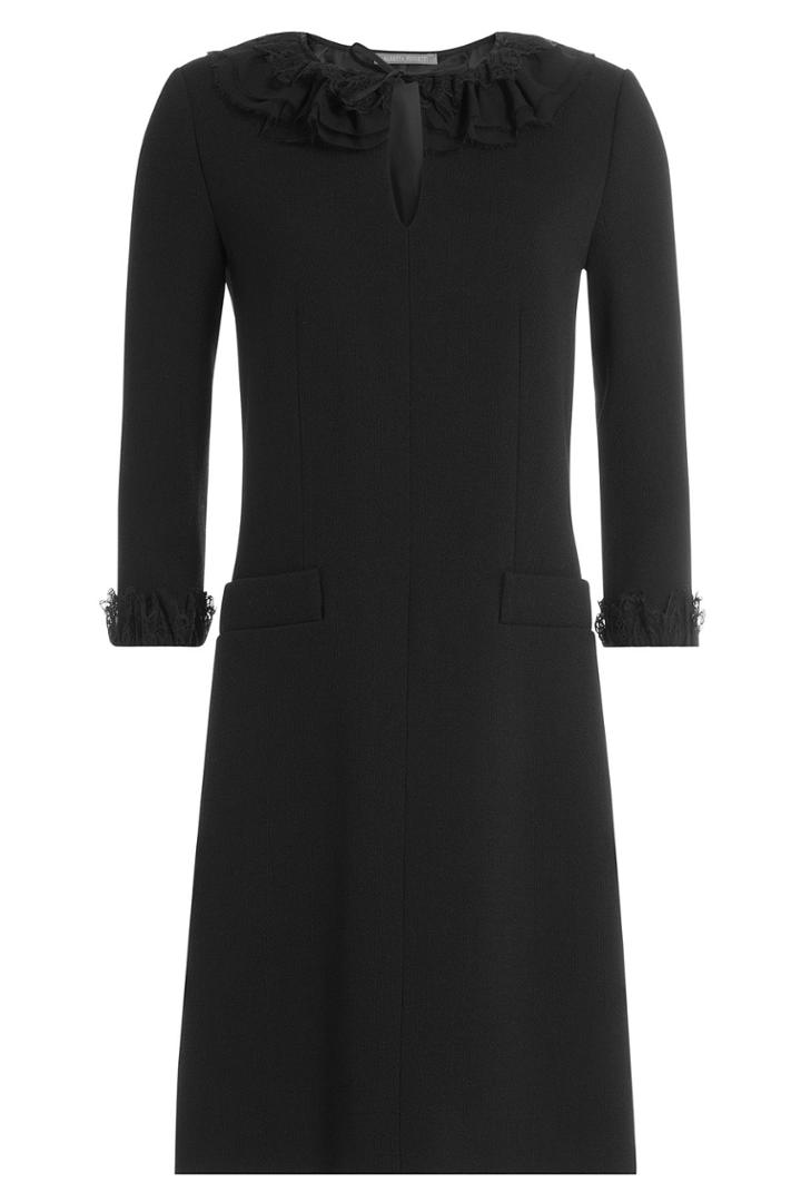 Alberta Ferretti Alberta Ferretti Virgin Wool Dress With Lace Inserts - Black