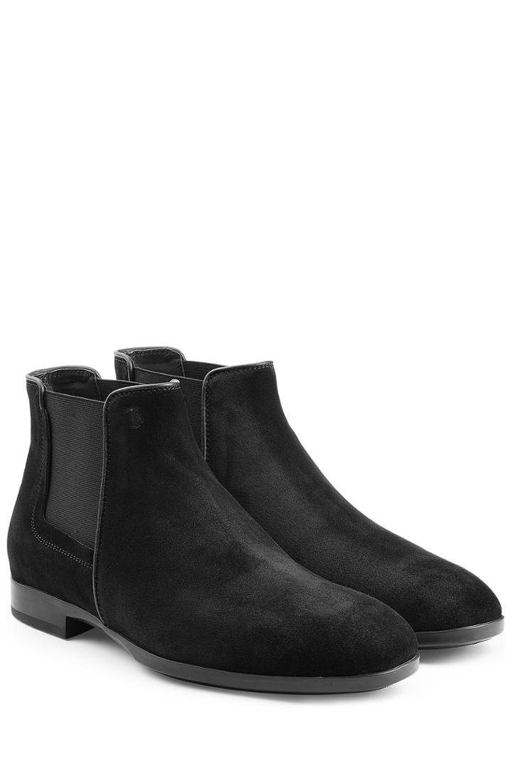 Tods Tods Suede Chelsea Boots With Leather Piping - Black